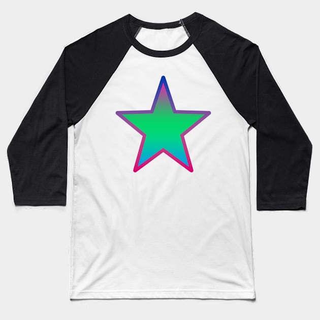 Bi+ Star (Poly Flag with upside-down Bi Flag outline) Baseball T-Shirt by opalaricious